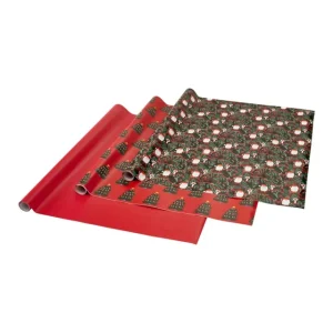 Geschenkpapier Weihnachten Rot-Grün 3 Rollen